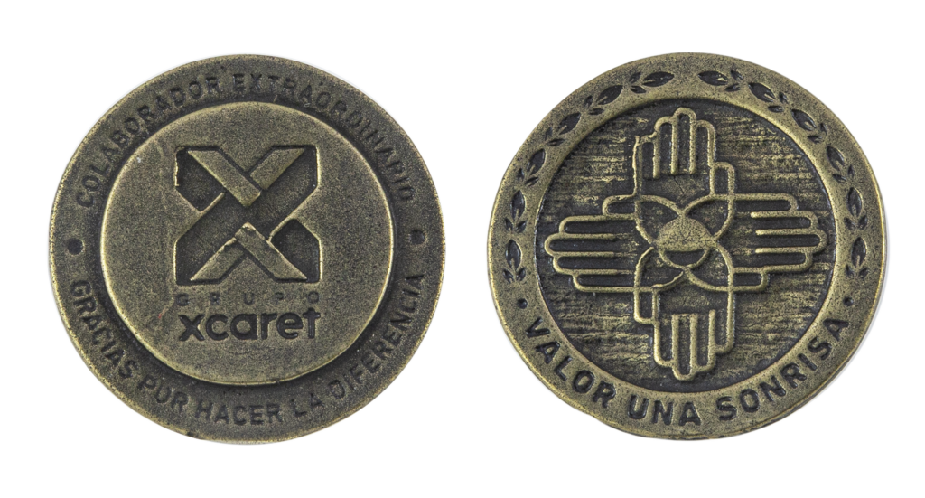 Moneda conmemorativa acabado viejo xcaret